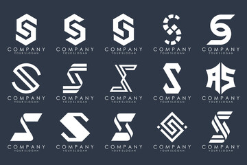 Abstract collection with letters S logo design. creative design logotype S with white color.