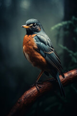 American Robin in its Natural Habitat. Majestic Portrait. American Wildlife Animal. Generative ai