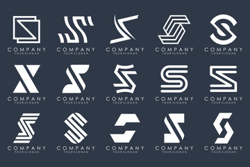Abstract collection with letters S logo design. creative design logotype S with white color.