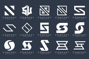 Abstract collection with letters S logo design. creative design logotype S with white color.
