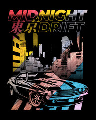 Car - Midnight Drift Vector Art, Illustration and Graphic