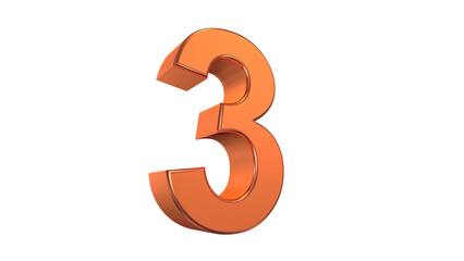 Fototapeta premium Orange glossy 3d number 3