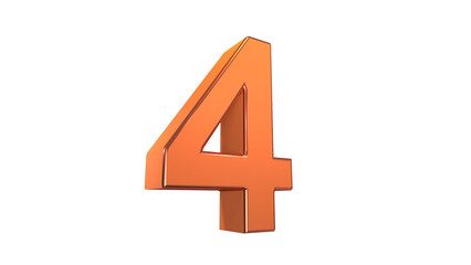 Obraz premium Orange glossy 3d number 4