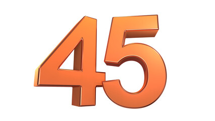 Fototapeta premium Orange glossy 3d number 45