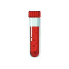 Blood analysis teat tube medical illustration. Vector flat element on white background.