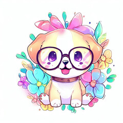 Playful Canine: Cute Dog on a Blank Canvas, Generative AI