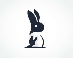 abstract bunny rabbit white body logo design template illustration inspiration
