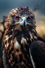 Martial Eagle in the Savannah Showing Power. Majestic Portrait. Wildlife Animal. Generative ai