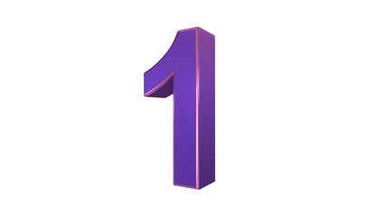 Purple glossy 3d number 1