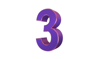 Obraz premium Purple glossy 3d number 3