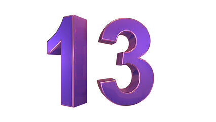 Purple glossy 3d number 13
