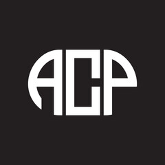 ACP letter technology logo design on black background. ACP creative initials letter IT logo concept. ACP setting shape design
