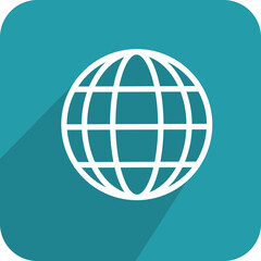 Vector global world icon, symbol logo template on button