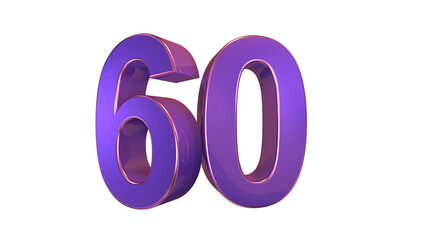 Purple glossy 3d number 60