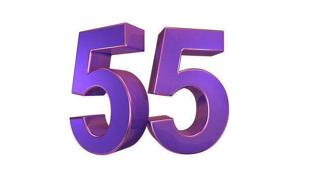 Purple glossy 3d number 55