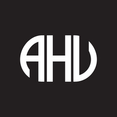 AHU letter technology logo design on black background. AHU creative initials letter IT logo concept. AHU setting shape design
