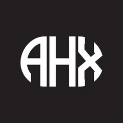 AHX letter technology logo design on black background. AHX creative initials letter IT logo concept. AHX setting shape design
