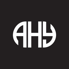 Fototapeta premium AHY letter technology logo design on black background. AHY creative initials letter IT logo concept. AHY setting shape design 