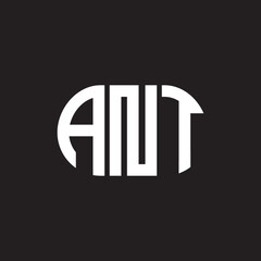ANT letter technology logo design on black background. ANT creative initials letter IT logo concept. ANT setting shape design
