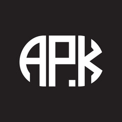 APK letter technology logo design on black background. APK creative initials letter IT logo concept. APK setting shape design
