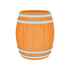 ector illustration of barrels alcohol. Front, side and top view of wooden barrels with rum bar containers faucet hoop decent cartoon flat illustration style. Winery process tool