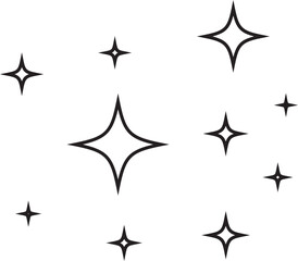  Vector outline stars sparkle firework, Decoration twinkle, shiny flash