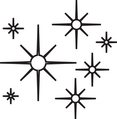 Obraz premium Vector outline stars sparkle firework, Decoration twinkle, shiny flash