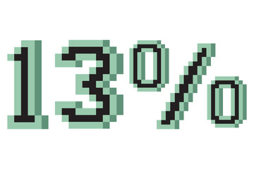 Fototapeta premium 13 percent with pixel art 3d. Vector illustration