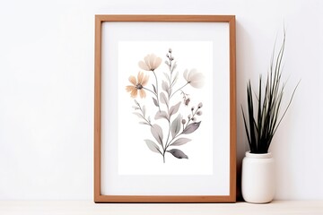 Generative AI : Botanical print boho minimalist printable wall art abstract home decor floral print bohemian art work, vector