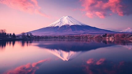 Fototapeta na wymiar Generative AI : Mount Fuji, Lake Kawaguchi, Japan