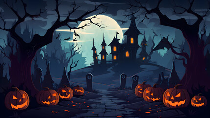 Spooky Halloween Flat Vector Design Background Whimsical and Playful Illustration