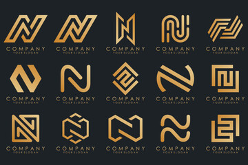 set of Abstract letter N logo design. modern creative logotype monogram icon design inspiration.