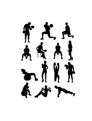 Sport Silhouette of weightlifting and Bodybuilding, art vector design
