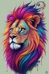 lion head illustration and Lion Majesty: A Tattoo-Inspired Design