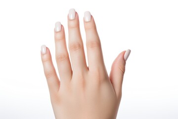 Obraz na płótnie Canvas Beauty woman hand with french manicure isolated on white background