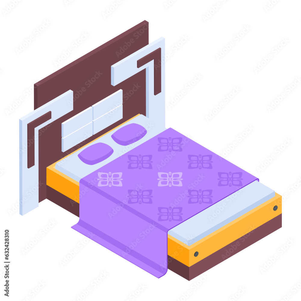 Wall mural pack of modern bedrooms isometric icons