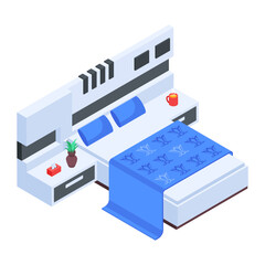 Pack of Modern Bedrooms Isometric Icons  

