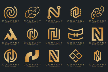set of Abstract letter N logo design. modern creative logotype monogram icon design inspiration.