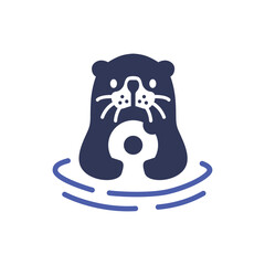 Sea Otter Donuts Mascot Character Logo vector Icon Illustration