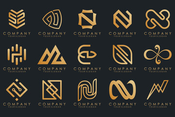 set of Abstract letter N logo design. modern creative logotype monogram icon design inspiration.