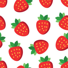 Cute sweet strawberry pattern. Spring-summer illustration of strawberries, repeats the wallpaper. Pink background. Vector of seamless pattern.