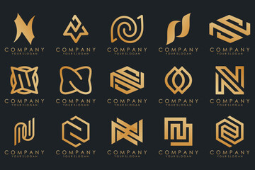 set of Abstract letter N logo design. modern creative logotype monogram icon design inspiration.