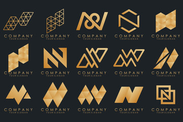 set of Abstract letter N logo design. modern creative logotype monogram icon design inspiration.