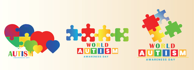 World Autism awareness day vector, Puzzles 