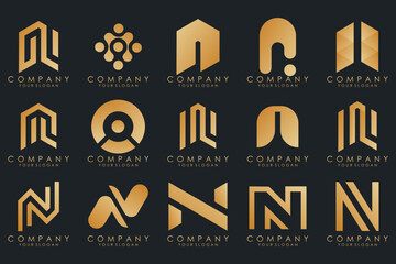 set of Abstract letter N logo design. modern creative logotype monogram icon design inspiration.