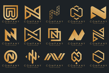 set of Abstract letter N logo design. modern creative logotype monogram icon design inspiration.