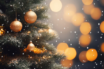 Obraz na płótnie Canvas Brightly Christmas tree close up