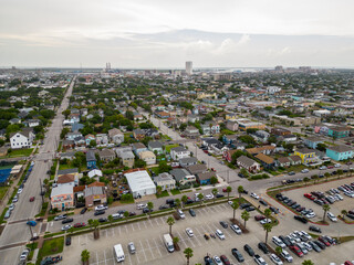 Aerial photo residential homes in Galveston Beach Texas