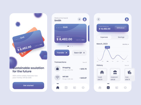 Banking app mobile screens template full editable and vector