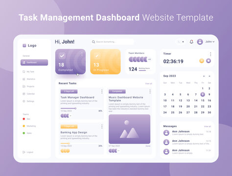EPS Task Management Dashboard Website Templtae Full Editable and vector (Light Mode)